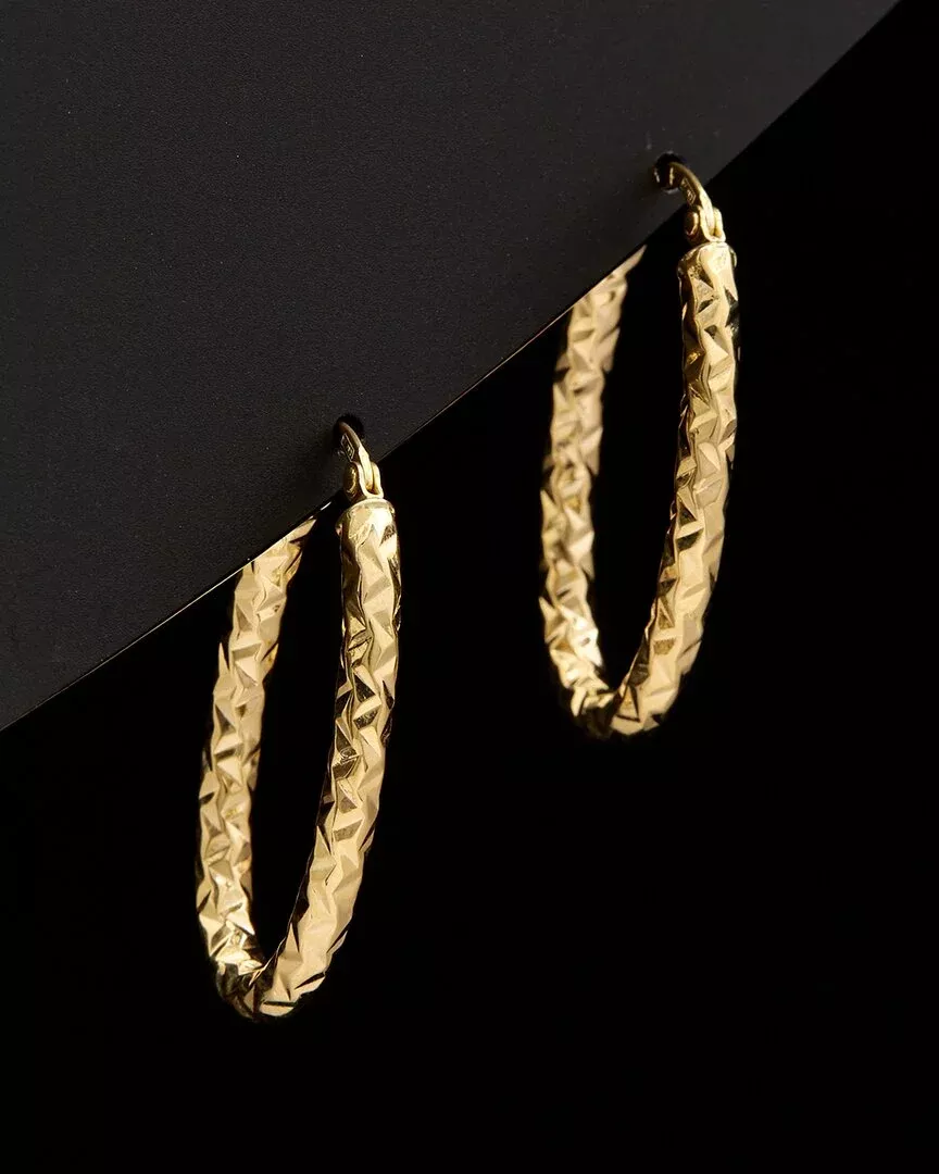 14K Italian Gold Oval Hoops