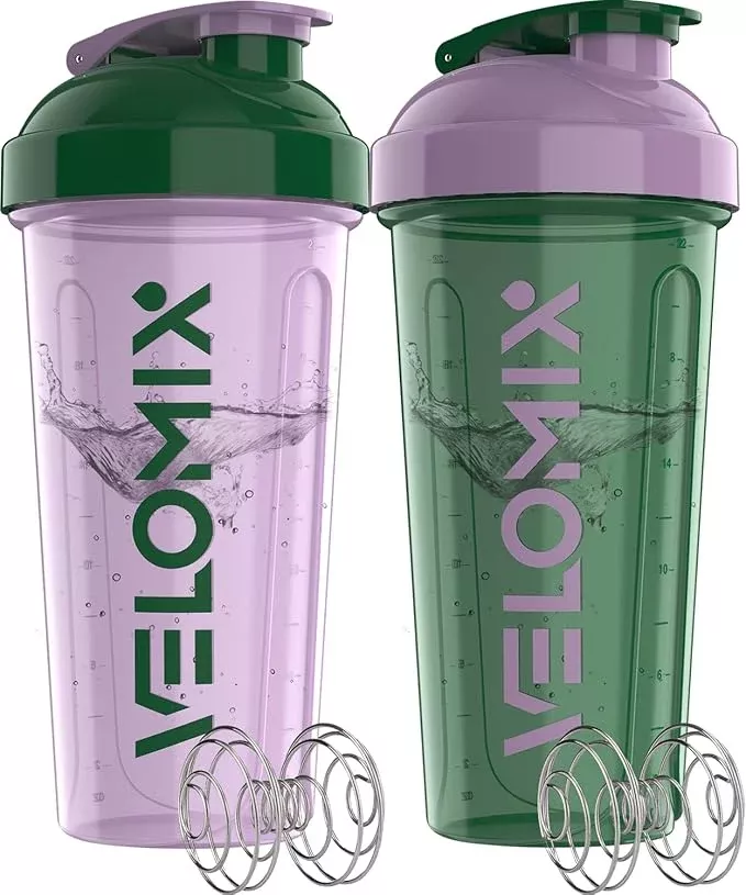 '-2 Pack- 28 oz Protein Shaker Bottles for Protein Mixes - 2x Wire Whisk | Leak Proof Shaker Cups for Protein Shakes | Protein Shaker Bottle Pack (Pink/Transparent)
