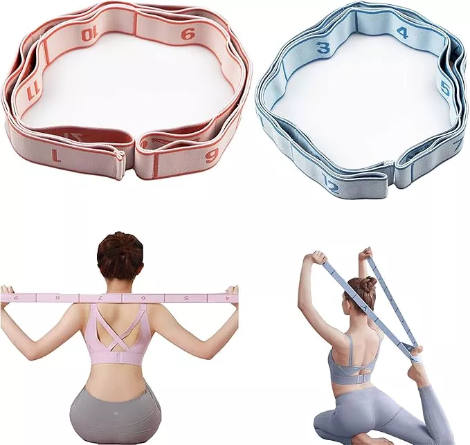2PCS Stretch Strap for Dance Elastic Band for Gymnastics Stretching Strap Stretching Bands Multi-Loop Adjustable Exercise Bands Stretching Resistance Ballet Bands -12 Loops