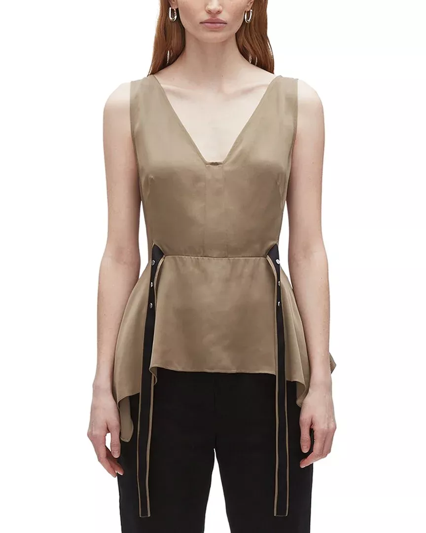 3.1 Phillip Lim V-Neck Sleeveless Flounce Top