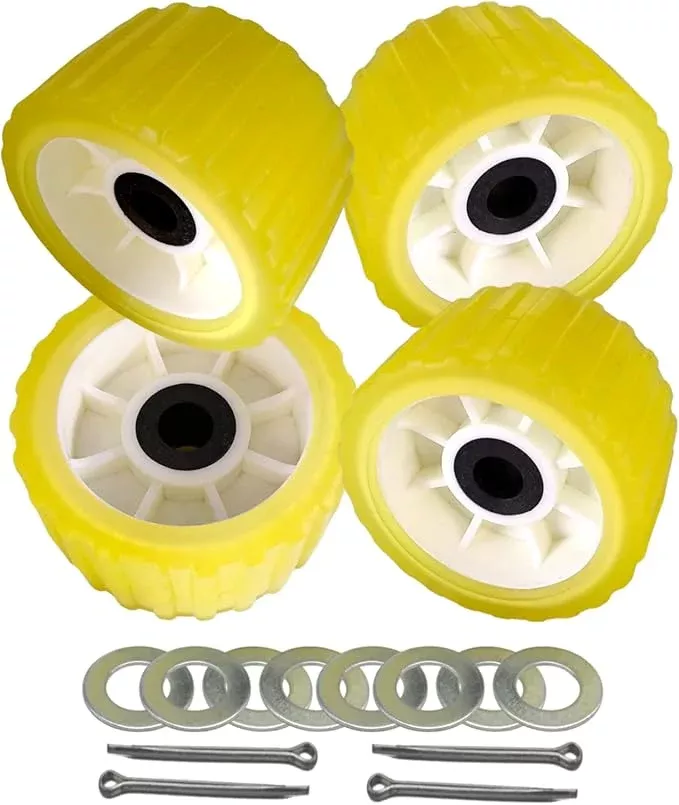 4 Pcs 5" X 3" Boat Trailer Wobble Rollers Polyurethane Mounting Hole Diameter 3/4"