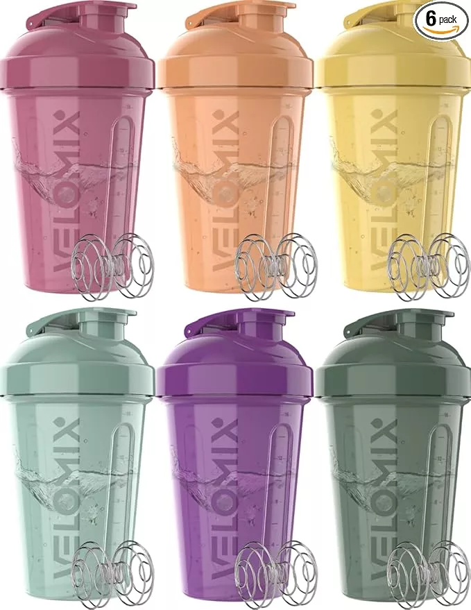 '-6 PACK- 20 OZ Protein Shaker Bottles for Protein Mixes, Shaker Cups for Protein Shakes, Small Shaker Bottle Pack, Shaker Cup, Shakers for protein Shakes (Midnight Clay - 6 Pack)
