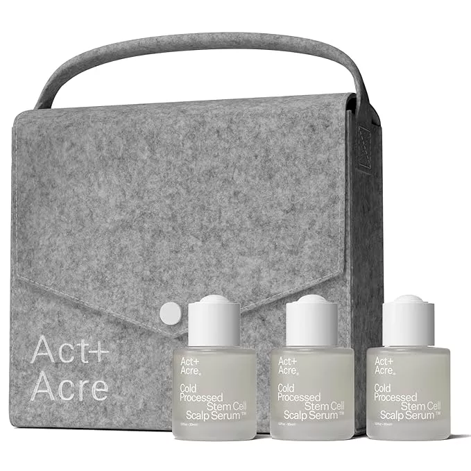 Act+Acre 3-Pack Mini Cold Processed Stem Cell Scalp Serum - Promotes Thicker, Fuller-Looking Hair - Soothes and Hydrates - Sulphate and Paraben Free - Aloe Vera for Improved Scalp Health