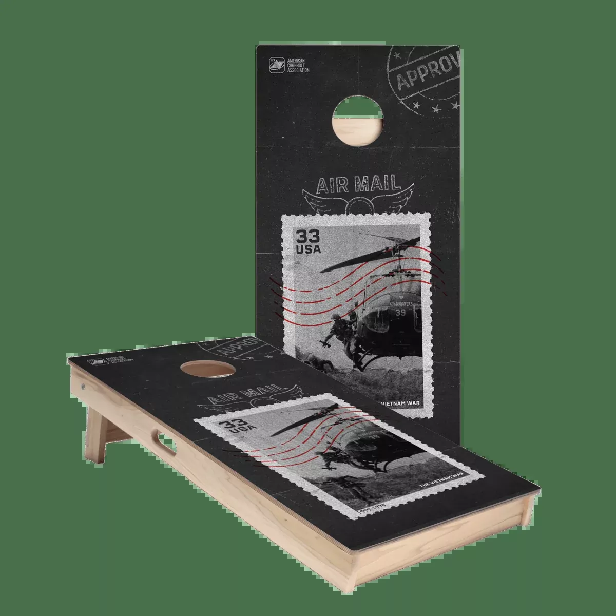 Airmail Stamp Star Cornhole Boards