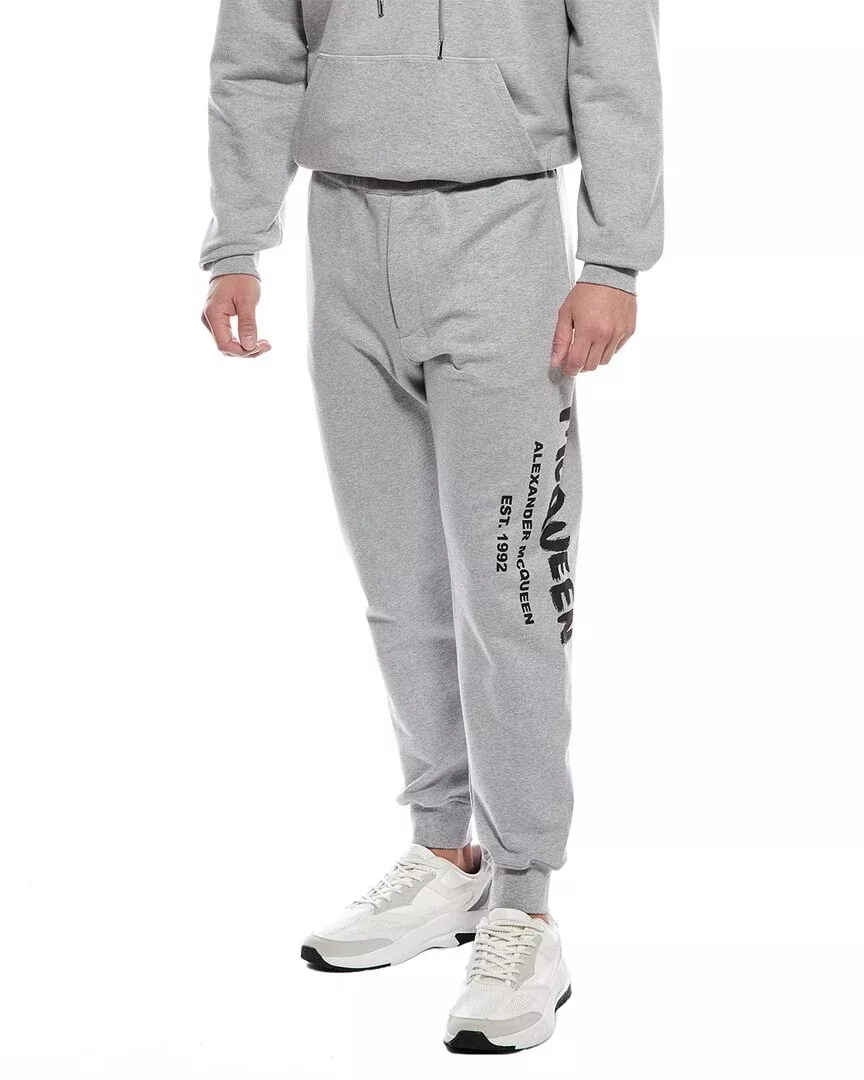 Alexander Mcqueen Cut & Sew Graffiti Print Jogger Pant