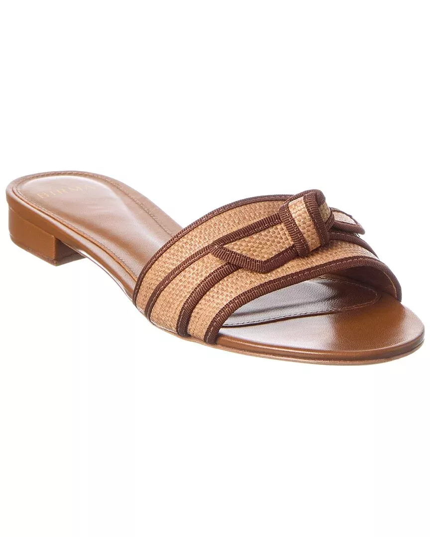 Alexandre Birman Grosgrain Raffia Flat