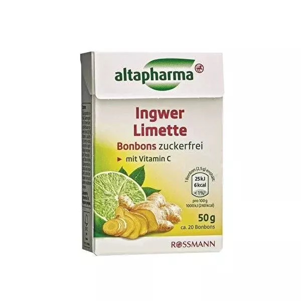 Altapharma Sugar-Free Ginger Candy with Lemon Flavor - 50g