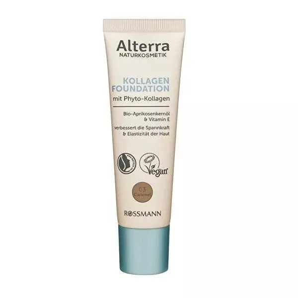 Alterra Organic Foundation Makeup - Anti-Aging, Medium Coverage, Natural Finish with Collagen & Q10 - 30ml