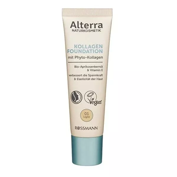 Alterra Organic Foundation Makeup No.01 Light - Natural Anti-Aging Medium Coverage with Phyto-Collagen
