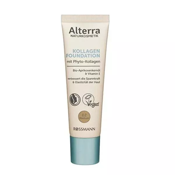 Alterra Organic Foundation Makeup No.02 Medium - Natural, Vegan, Dermatologically Tested - 30 ml