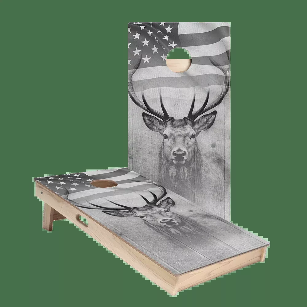 American Flag Antlers Star Cornhole Boards