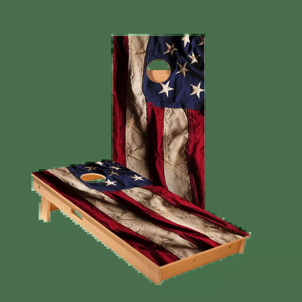 American Flag Cloth Star Cornhole Boards