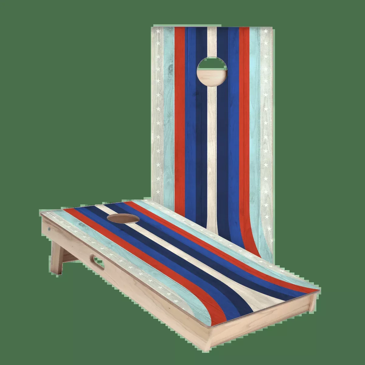 American Moto Curved Stripes Star Cornhole Boards