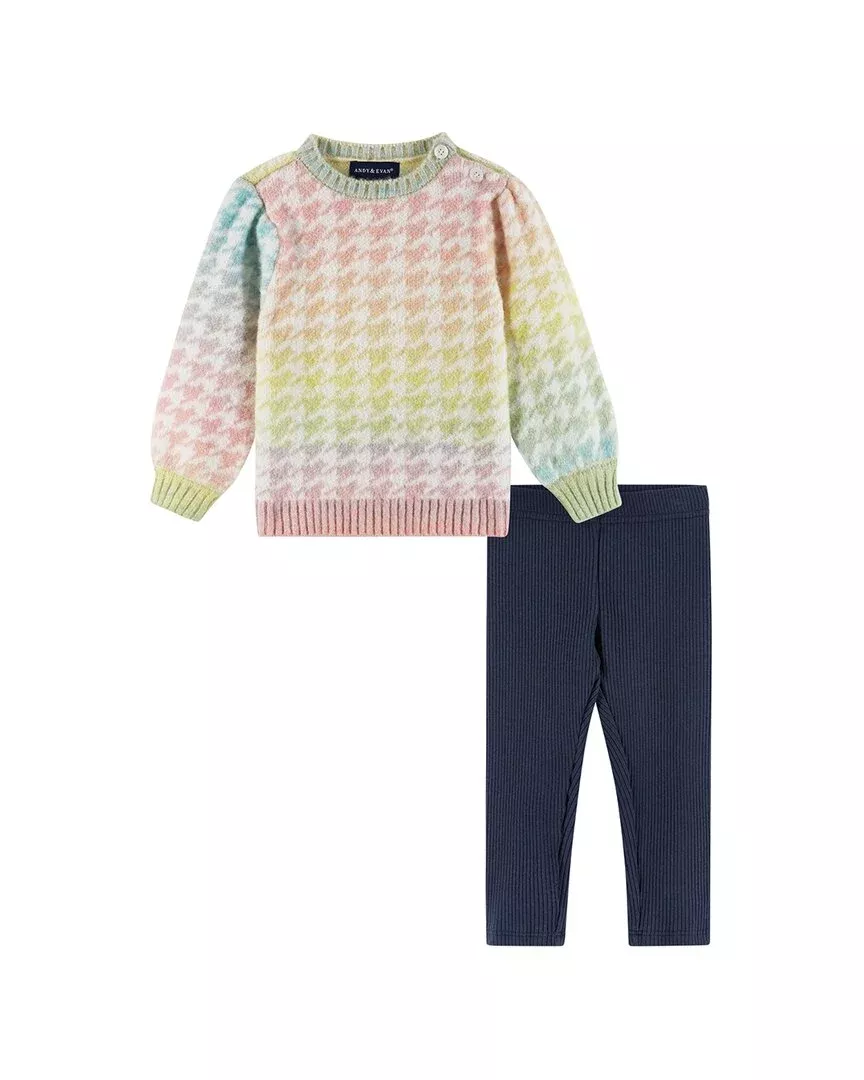 Andy & Evan Houndstooth Sweater & Legging Set