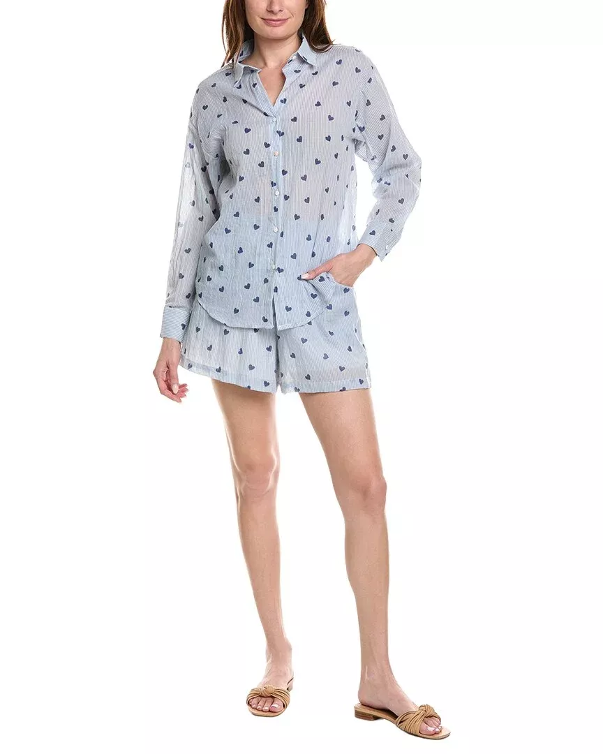 Anna Kay 2Pc Rosie Hearts Button Front Shirt & Short Set