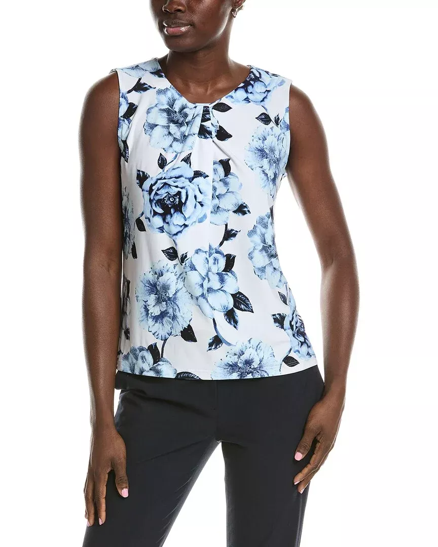 Anne Klein Asymmetrical Pleat Neck Shell