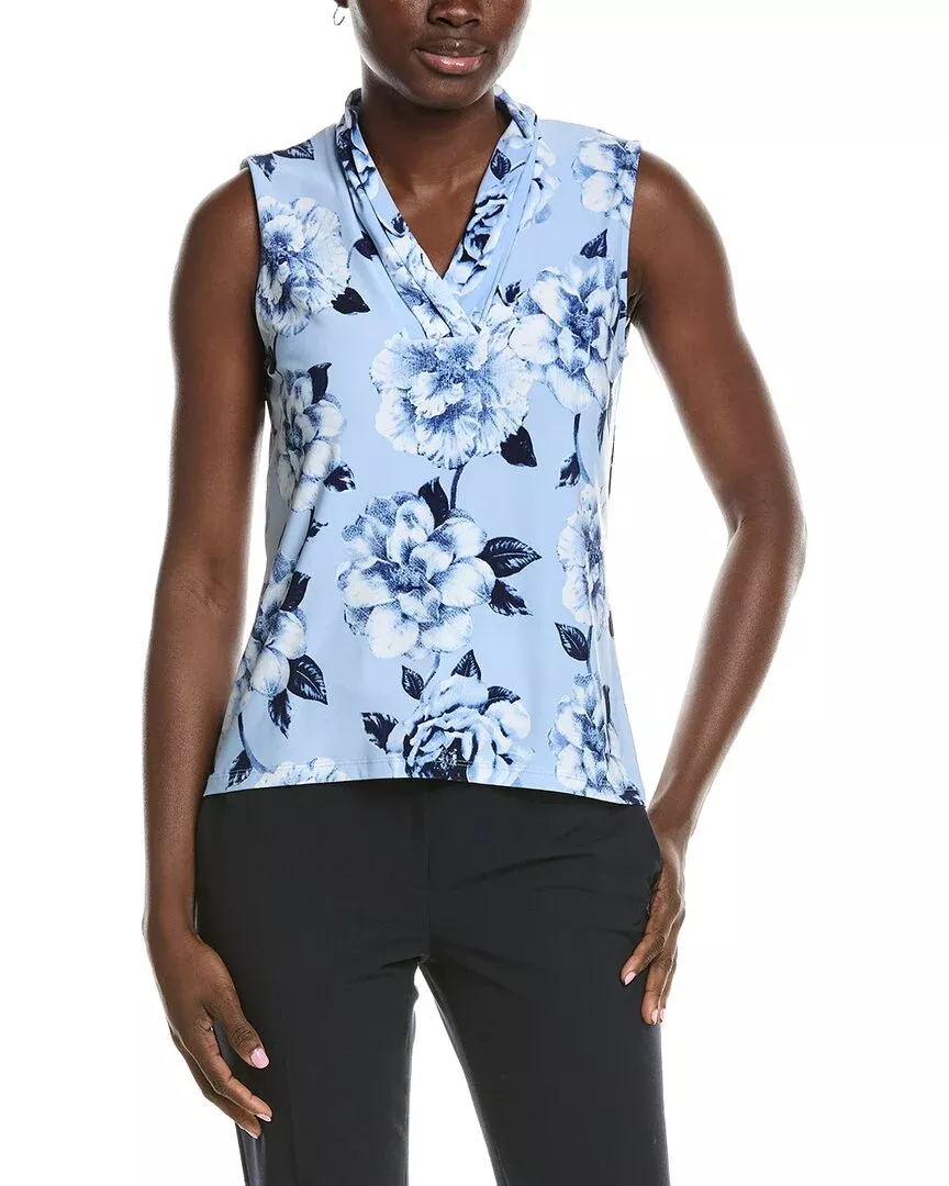 Anne Klein Printed Triple Pleat Top