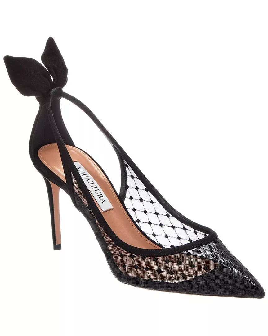 Aquazzura Logo 90 Mesh & Suede Pump
