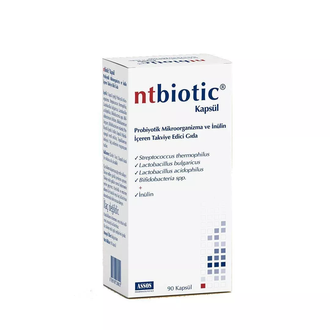Assos Ntbiotic: Probiotic Supplement for Enhanced Gut & Digestive Health - Lactobacillus, Bifidobacteria & Inulin - 90 Capsules