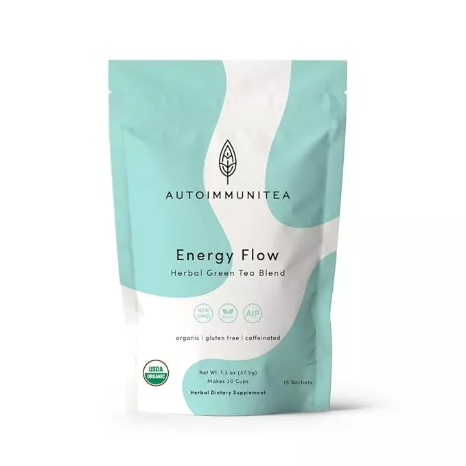 AutoimmuniTea –- AIP Energy Tea Blend, for Energy Boost, Cognitive Function, with Organic Green Tea, Lemongrass, and Spearmint - 15 Tea Bags (30 Cups)