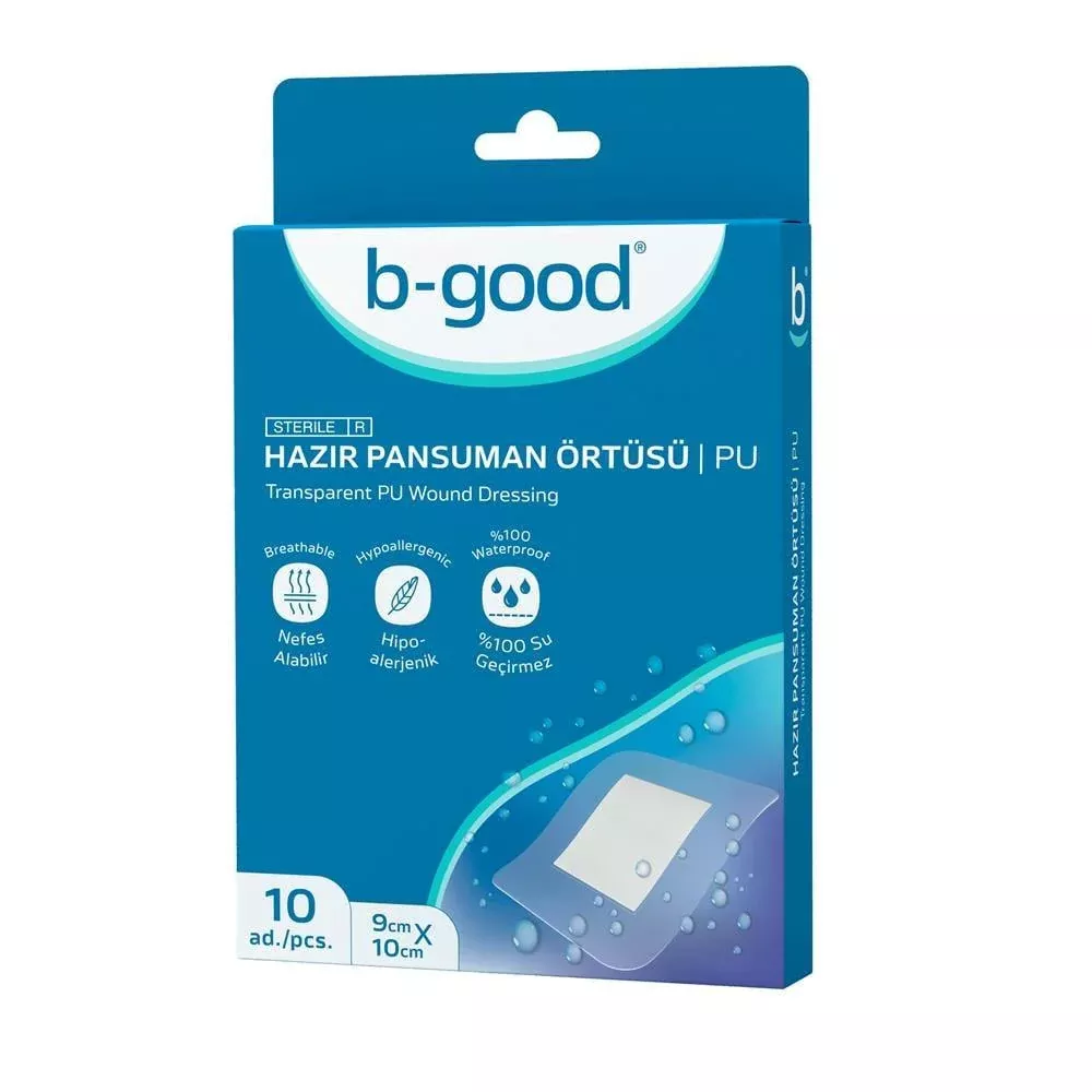 b-good Waterproof Wound Dressing - Hypoallergenic, Breathable, Transparent Polyurethane (9x25 cm, Pack of 5)