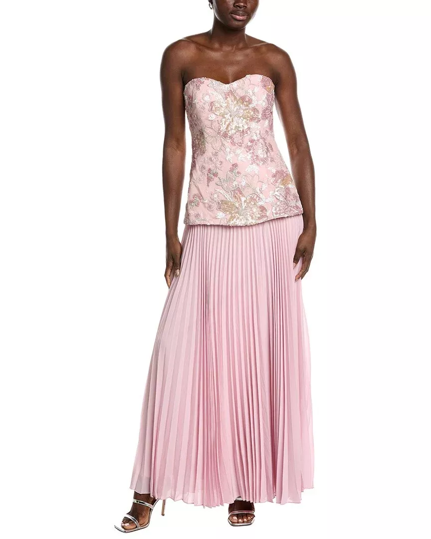 Badgley Mischka Bead Pleated Combo Gown
