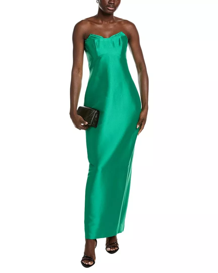 Badgley Mischka Fold Top Strapless Gown