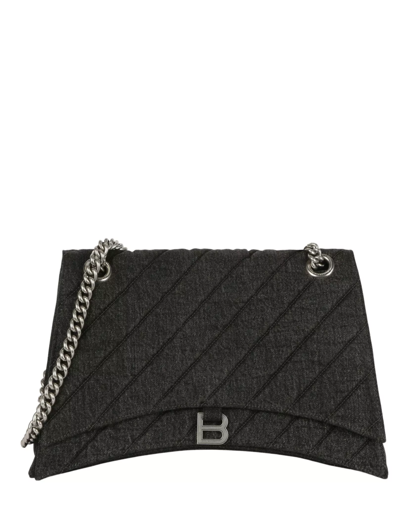 Balenciaga Womens Crush Medium Denim Shoulder Bag