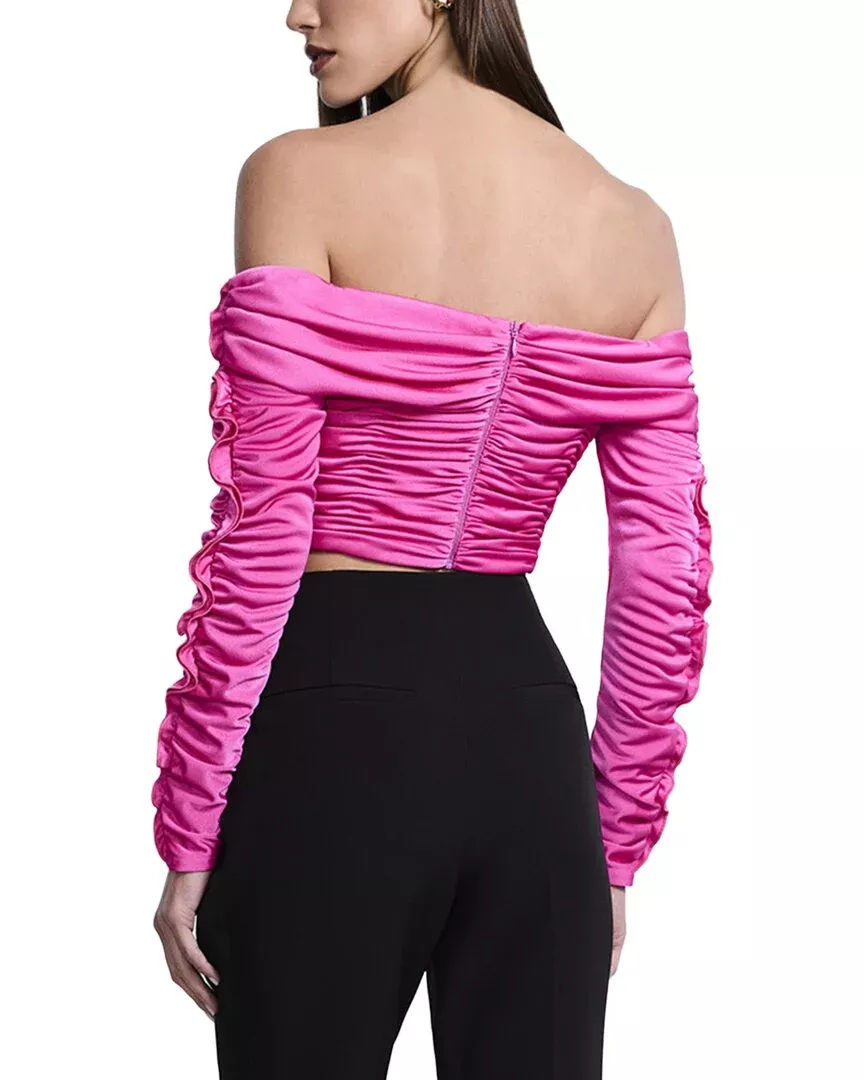 Bcbgmaxazria Lettuce Ruffle Off Shoulder Top