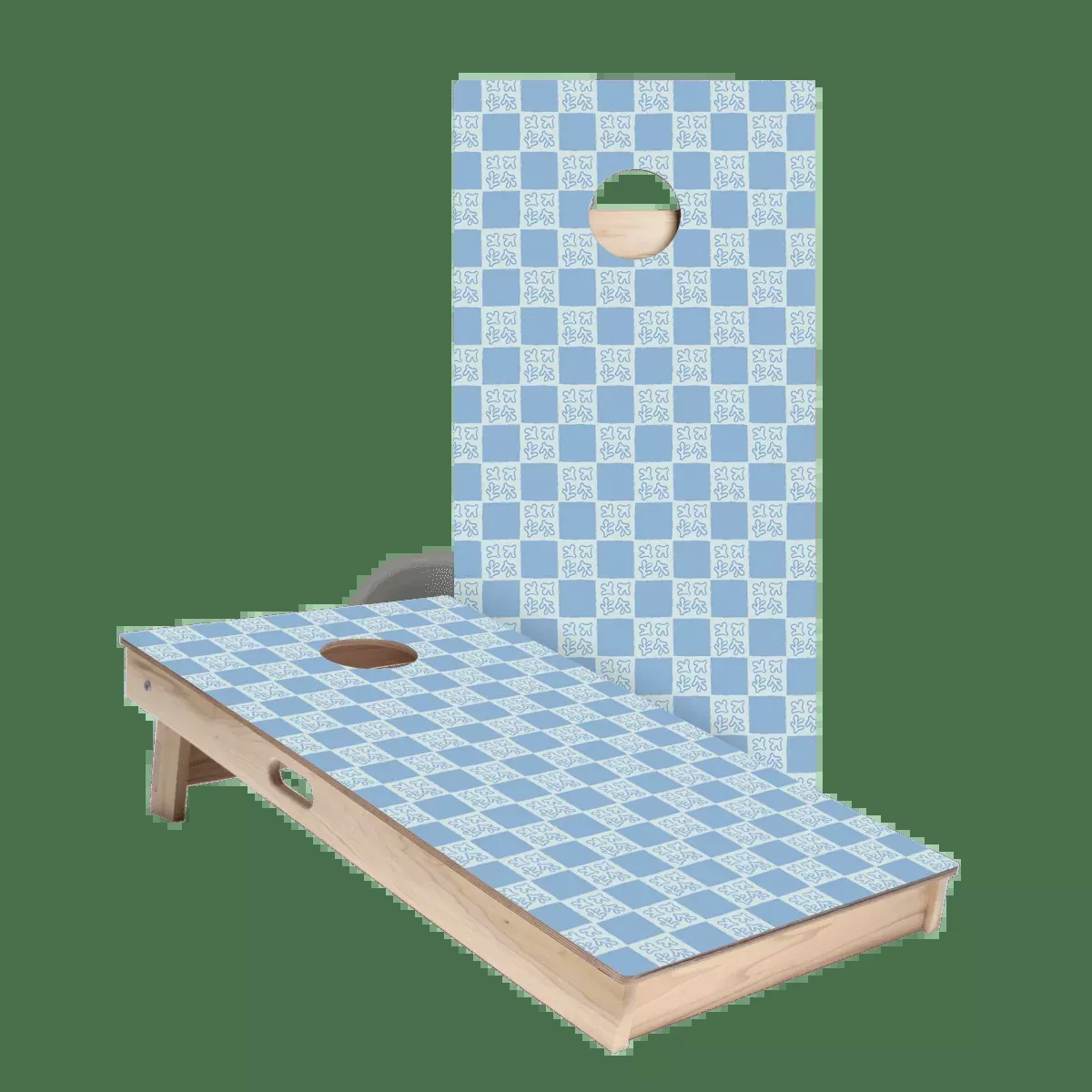 Beachy Blue Grid Star Cornhole Boards