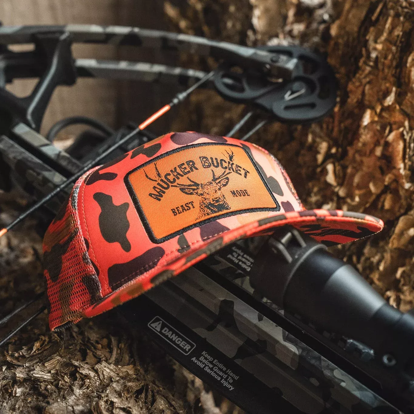 "Beast Mode" Orange Camo Trucker Bucket