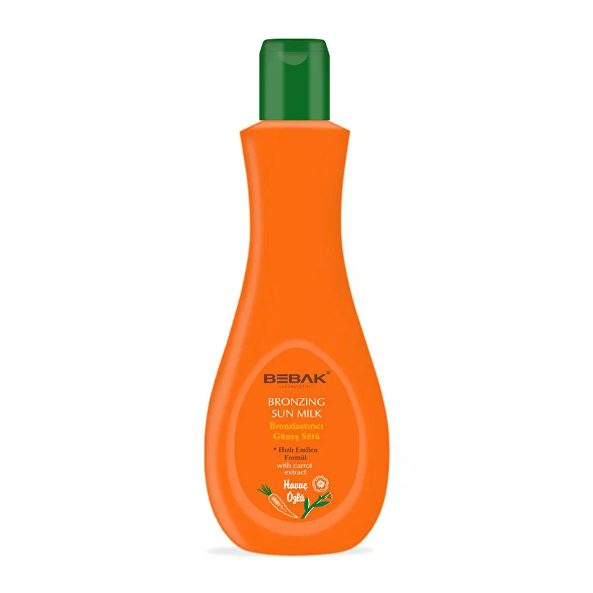 Bebak Carrot Tanning Lotion 215ml: Achieve a Deep, Fast Tan While Moisturizing & Prolonging Your Bronzed Glow