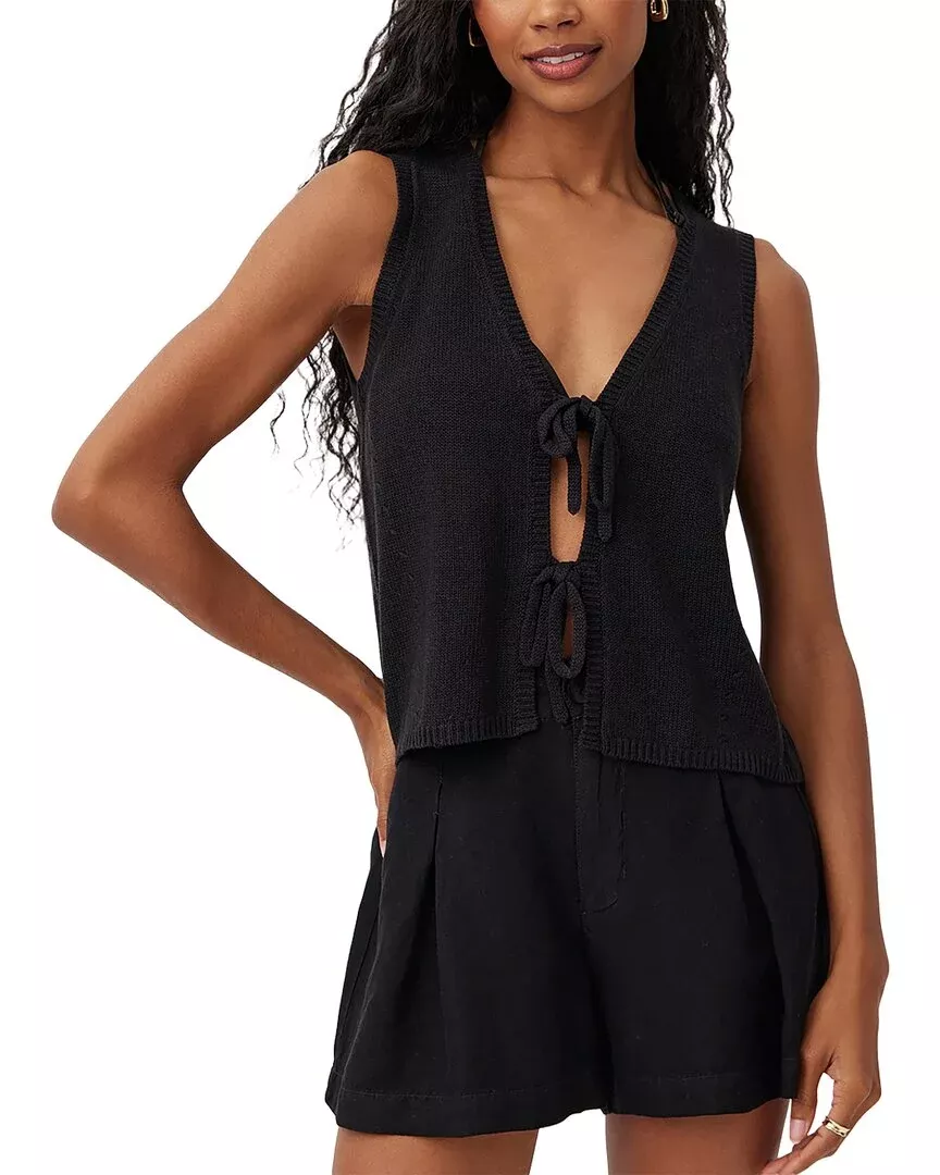 Bella Dahl Linen-Blend Tie Front Vest
