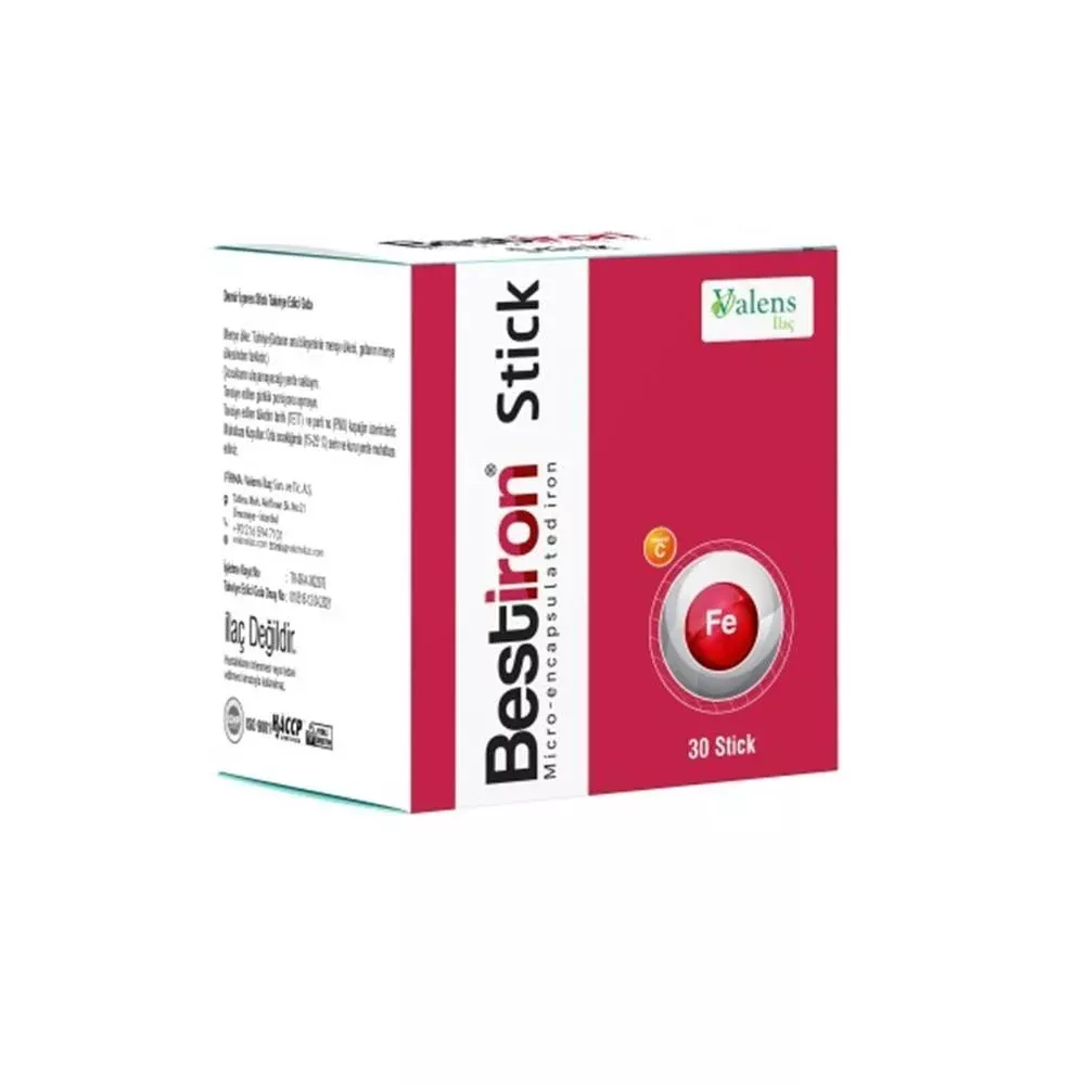 Bestiron Iron Supplement, 30 Stick - Raspberry Flavored, Boosts Energy & Immune Function