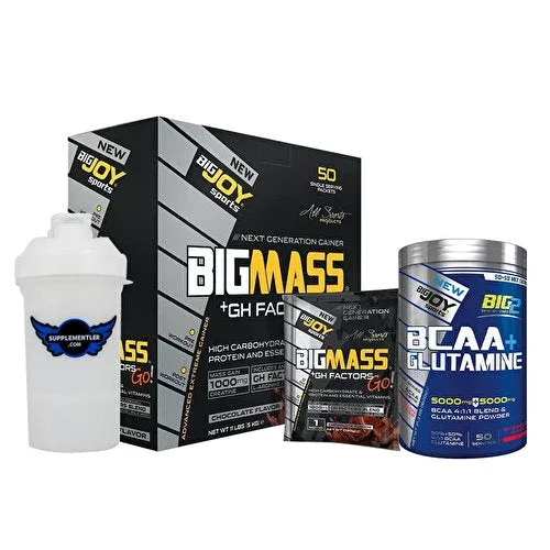 Big Joy Big Mass GH Factors Go + BCAA + Glutamine Volume Combination