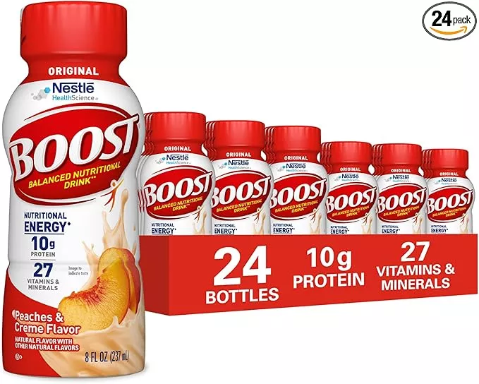 BOOST Original Nutritional Drink, Peaches & Cream, 8 fl oz (Pack of 24)