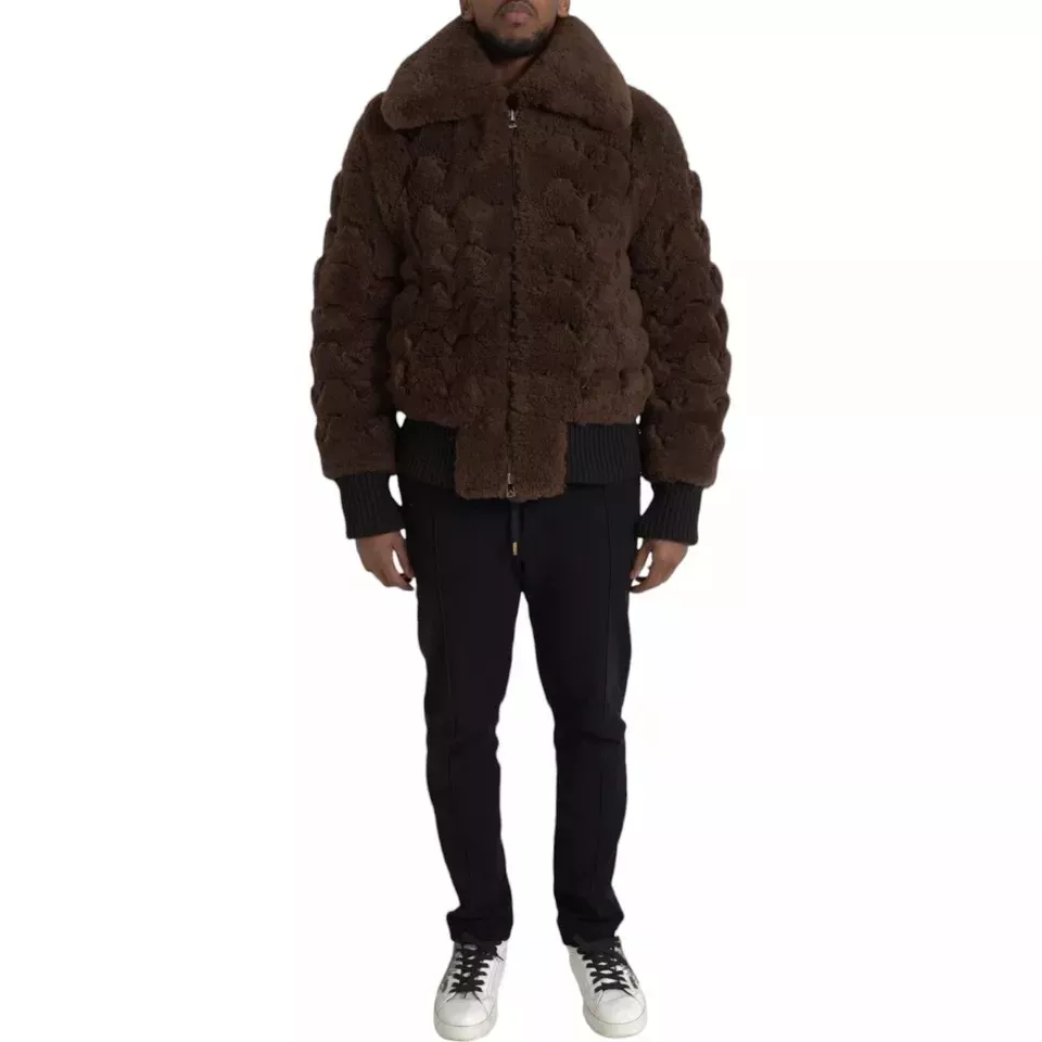 Bottega Veneta Brown Fur Lamb Shearling Coat Men's Jacket