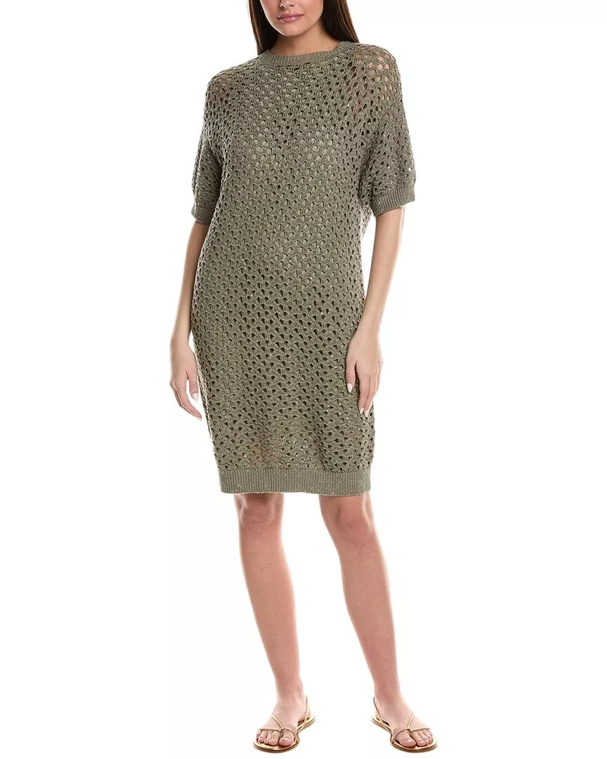 Brunello Cucinelli Linen & Silk-Blend Midi Dress
