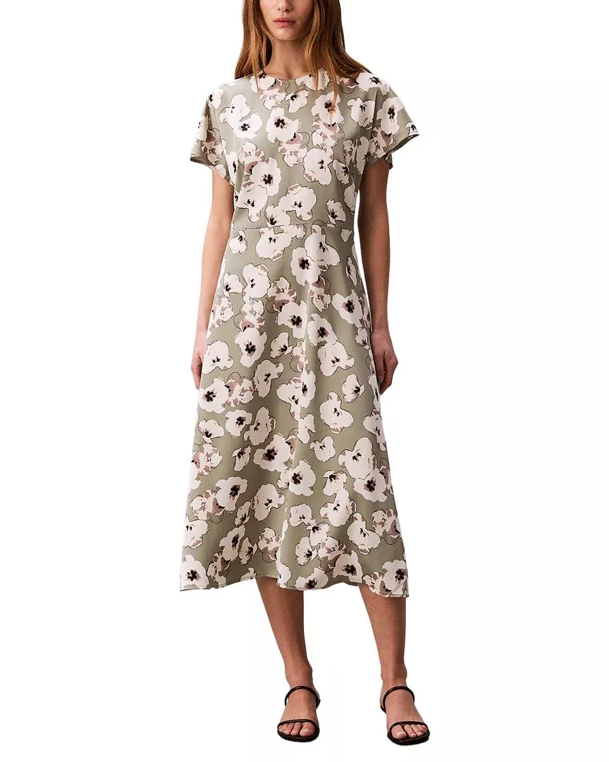 Calvin Klein Matte Satin Midi Dress