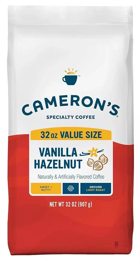 Cameron's Coffee Roasted Ground Coffee Bag, Flavored, Vanilla Hazelnut, 32 Ounce