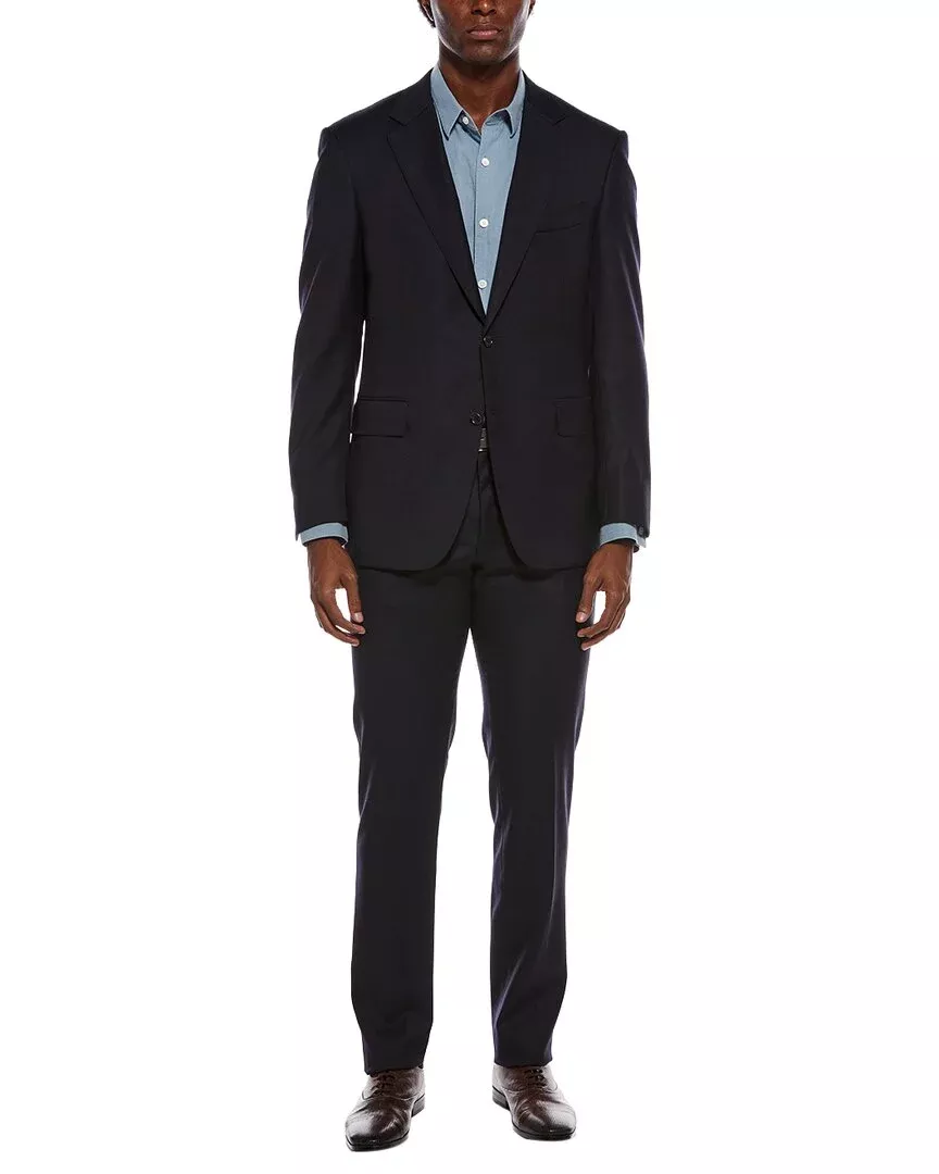 Canali 2Pc Wool-Blend Suit With Flat Front Pant