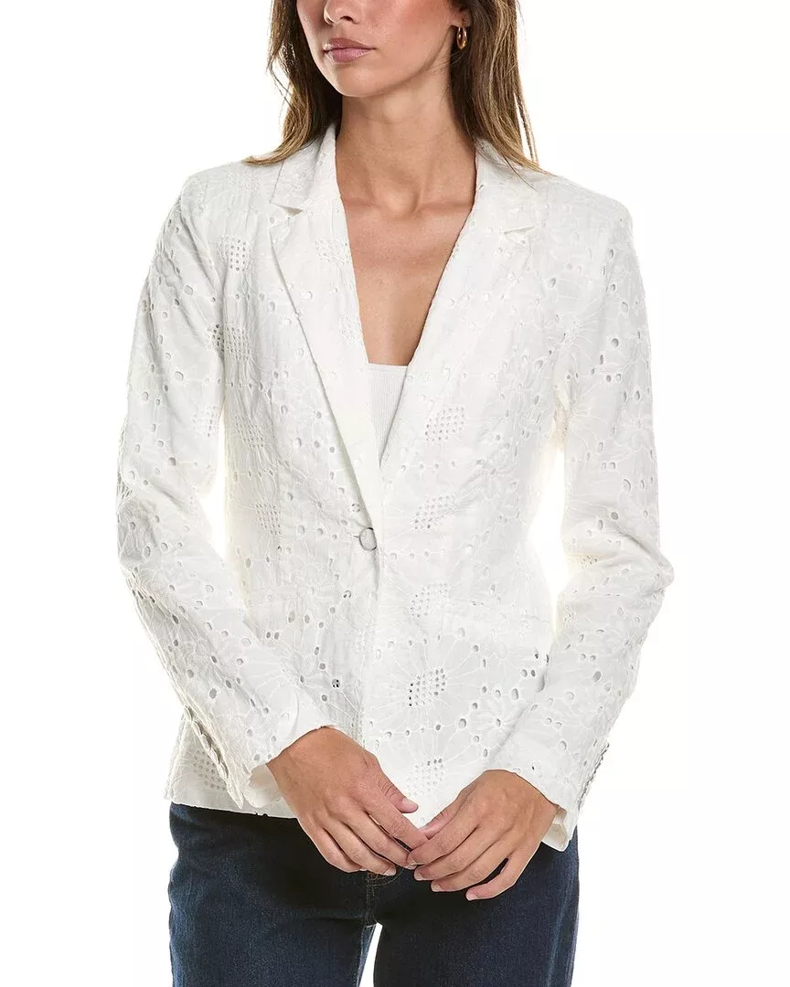 Cece Broderie Straight Blazer