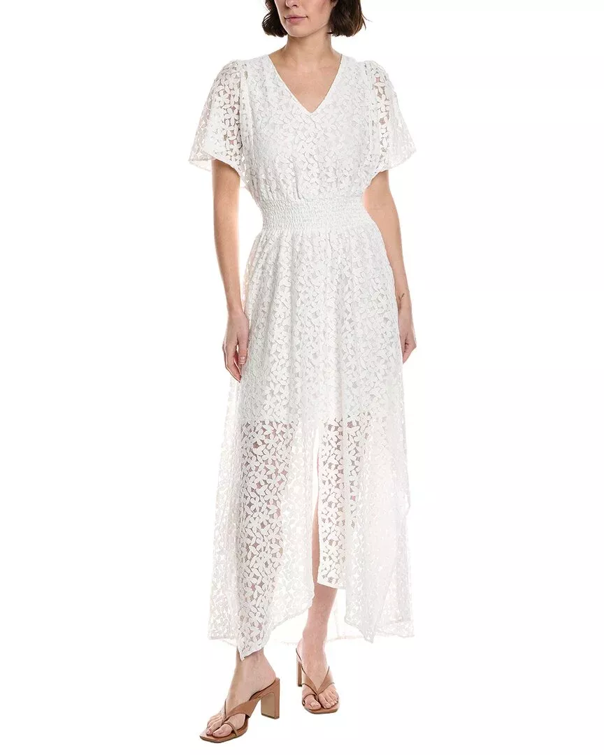 Cece Smocked Waist Flutter Sleeve Maxi Dress