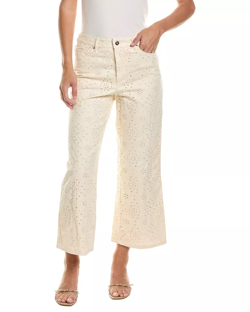 Cece Straight Leg Denim Eyelet Pant