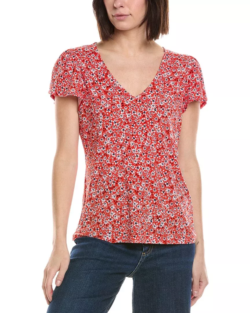 Cece V-Neck Tulip Sleeve Knit Top