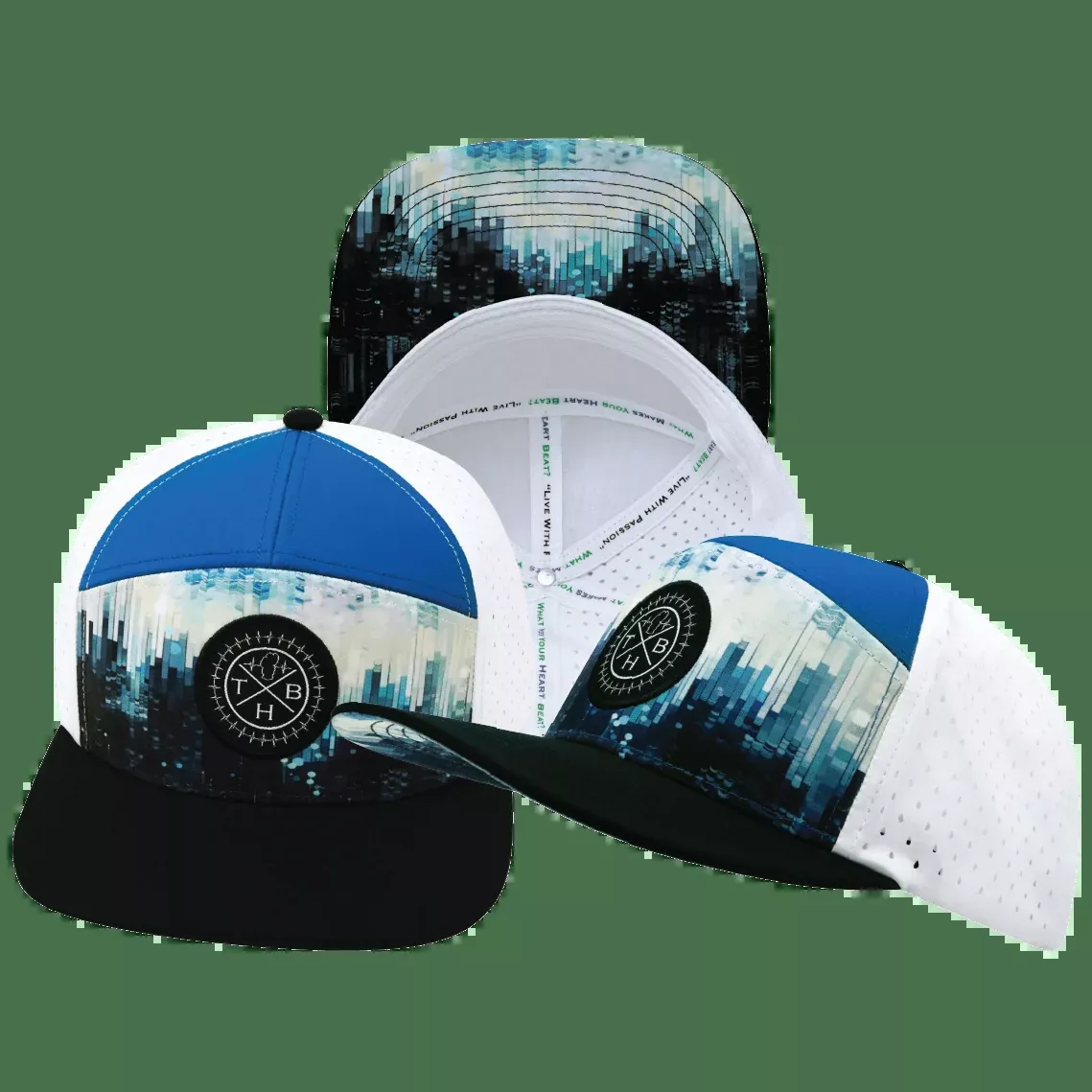Color Vibes Hat - Flat Bill - City Drip - Black / Blue / White - Laser Mesh