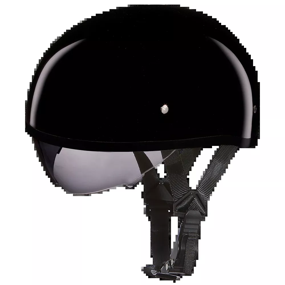 D.O.T. Daytona Skull Cap W/ Inner Shield- Hi-Gloss Black