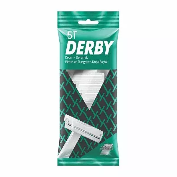 Derby Single Blade Disposable Razors - 5-Pack for Sensitive Skin - Smooth, Comfortable Men's Shaving, Travel-Friendly