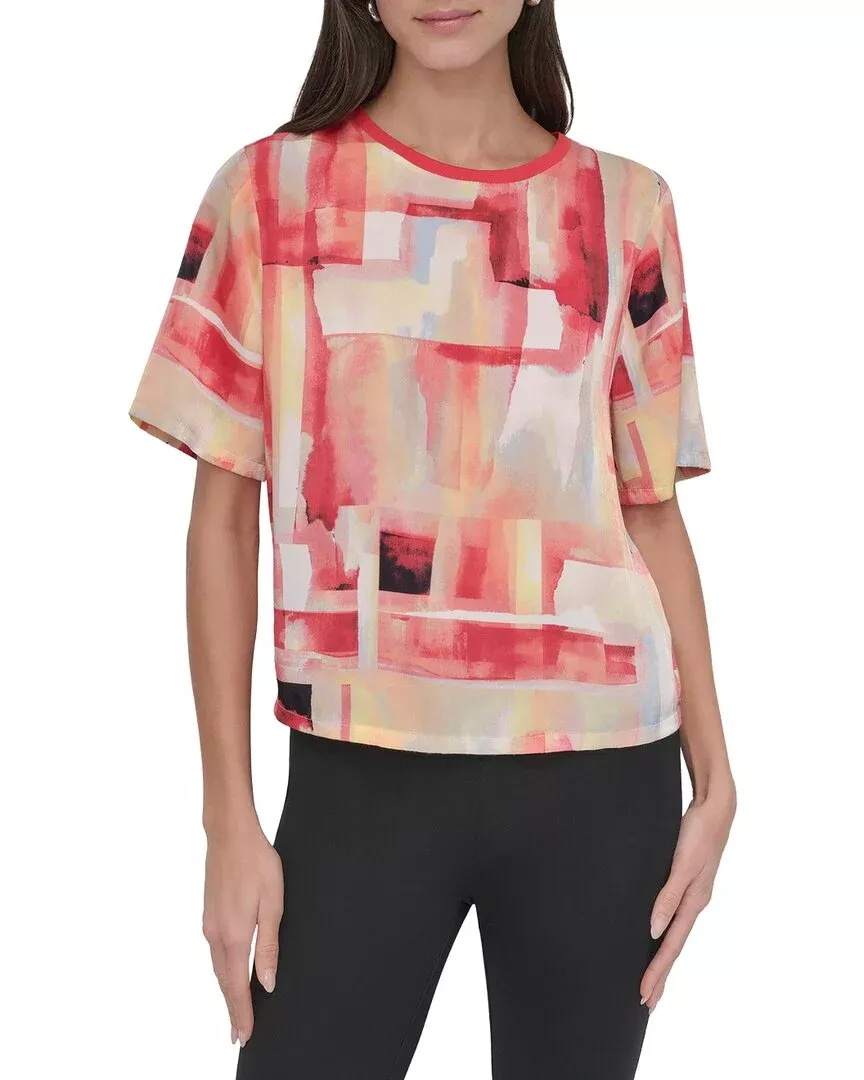 Dkny Crew Neck Print Top