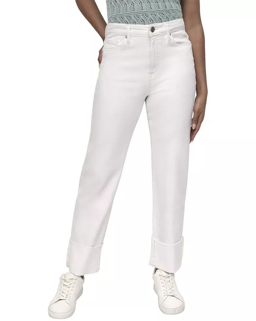 Dkny High Rise Ecru Relaxed Straight Jean